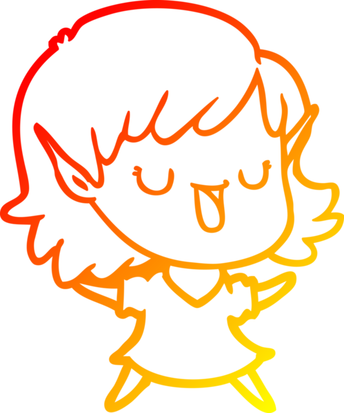 Bir insan tarafından çizilmiş çizgi film karakteri bir elf kızı çizimi