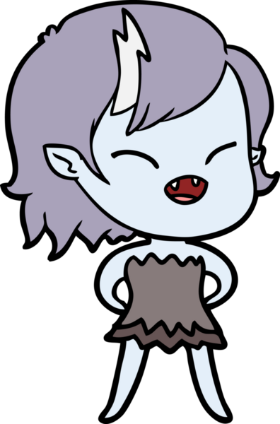 Bir insan tarafından çizilmiş gülen vampir kız çizgi filmi.