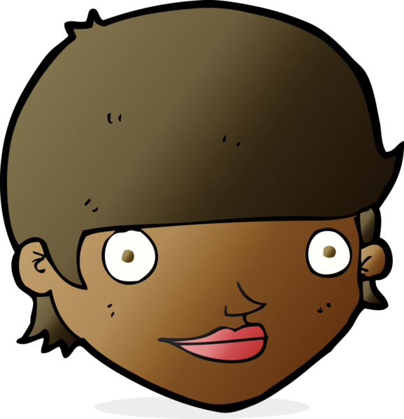 Bir insan tarafından çizilmiş mutlu kadın yüzü.