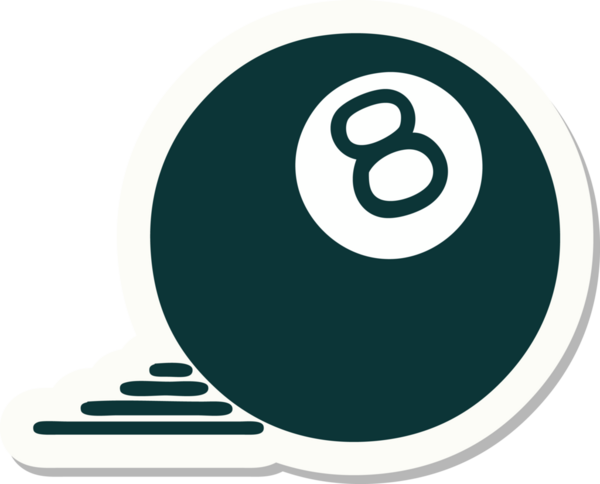 Bir insan tarafından çizilmiş geleneksel 8 top stili dövme çıkartması.