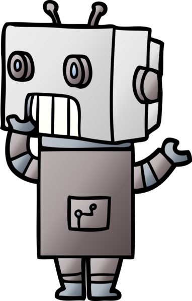 Bir insan tarafından çizilmiş çizgi film robotu