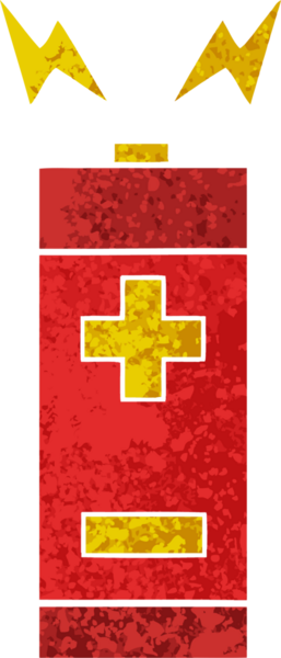 Bir insanın çizdiği pilin retro illüstrasyon tarzı karikatürü