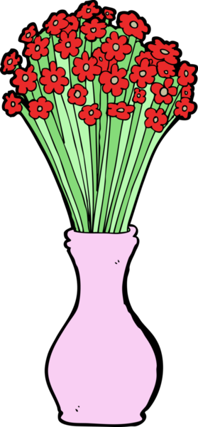 Bir insan tarafından çizilmiş saksıdaki karikatür çiçekleri