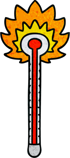 Bir insan tarafından çizilmiş garip bir karikatür, sıcak termometre.