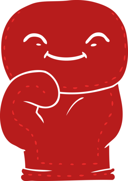 Bir insan tarafından çizilmiş düz renkli çizgi film boks eldiveni