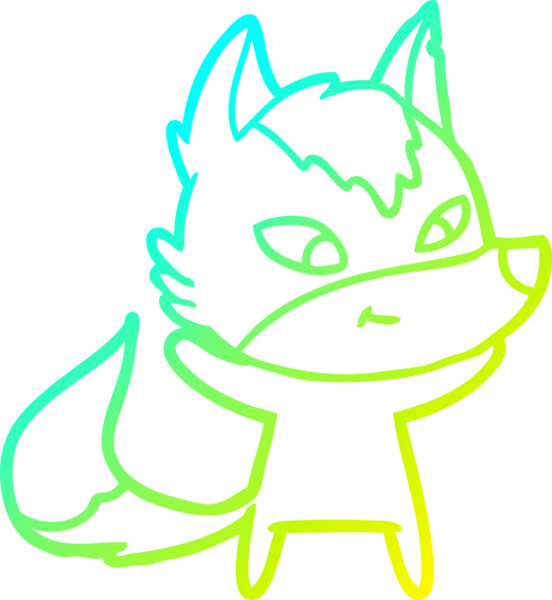 Bir insan tarafından çizilmiş dost canlısı bir kurt çizgi çizimi.