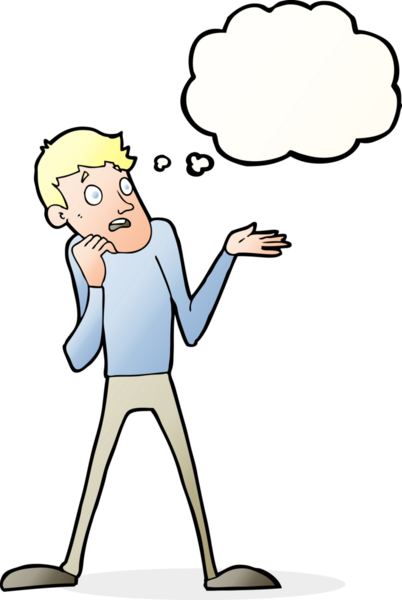 Bir insan tarafından çizilmiş düşünce baloncuğu olan sinirli bir adam.
