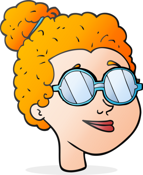 Bir insan tarafından çizilmiş gözlüklü serbest çizim kadın.