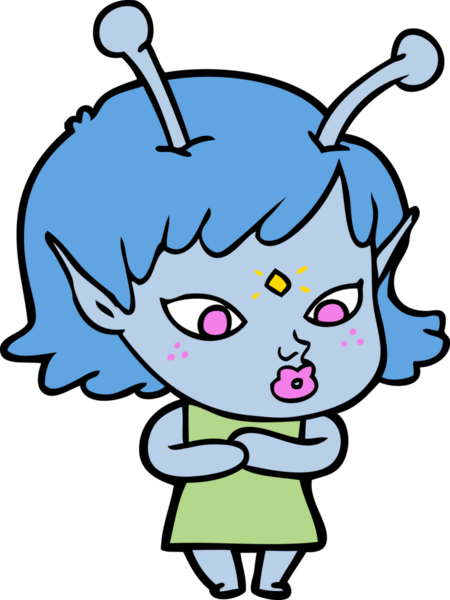 Bir insan tarafından çizilmiş güzel uzaylı kız.