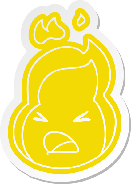 çizgi film çıkartması kawaii bir insan tarafından çizilmiş sevimli ateş alevi