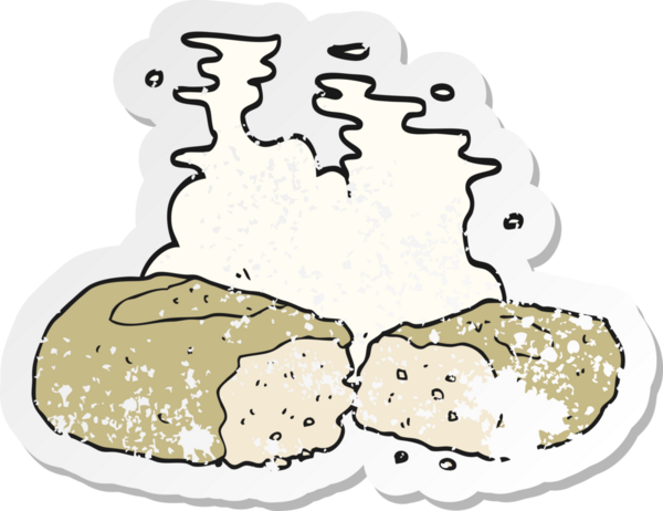 Bir insan tarafından çizilmiş karikatür ekmeğinin geriletilmiş yapıştırması.