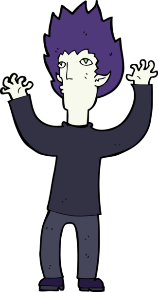 Bir insan tarafından çizilmiş bir vampir çizgi filmi.