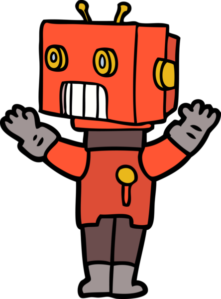 Bir insan tarafından çizilmiş çizgi film robotu