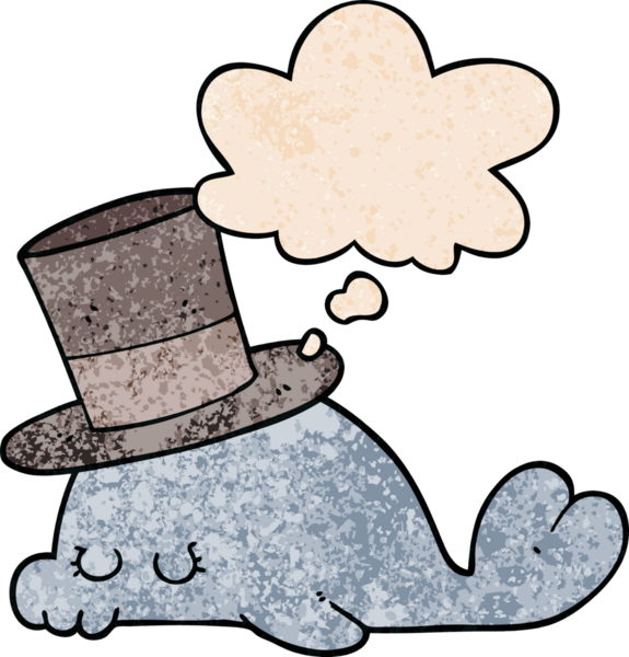 Bir insan tarafından çizilmiş grunge desenli düşünce baloncuğu olan sevimli çizgi film yunusu.