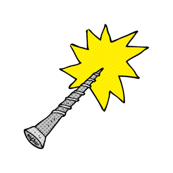 Bir insan tarafından çizilmiş serbest çizilmiş çizgi roman tarzı bir vida.