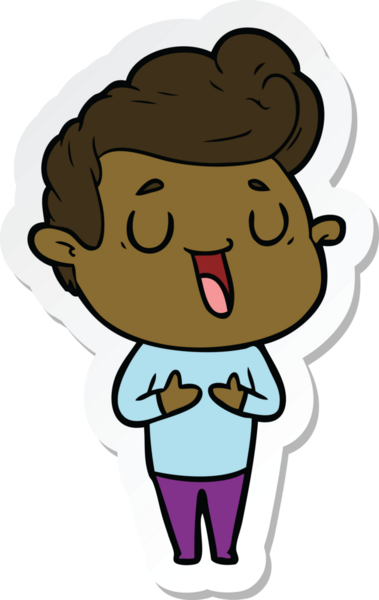 Bir insan tarafından çizilmiş mutlu bir çizgi film karakterinin çıkartması.