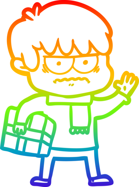 Gökkuşağı gradyan çizgi çizimi Bir insan tarafından çizilmiş bir çizgi film çocuğu