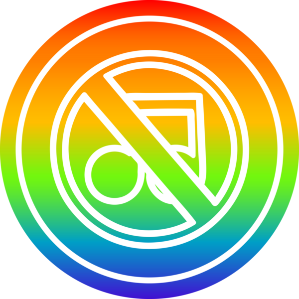 Bir insan tarafından çizilmiş gökkuşağı gradyanı olan müzik dairesel simgesi yok