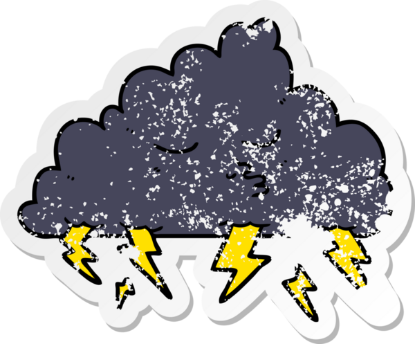 Bir insan tarafından çizilmiş karikatür fırtına bulutunun sıkıntılı çıkartması.