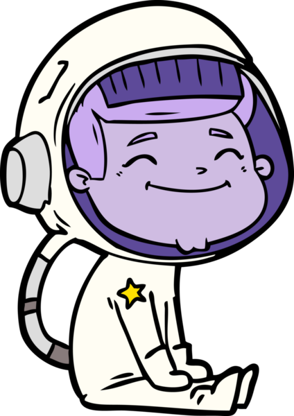 Bir insan tarafından çizilmiş mutlu astronot çizgi filmi.