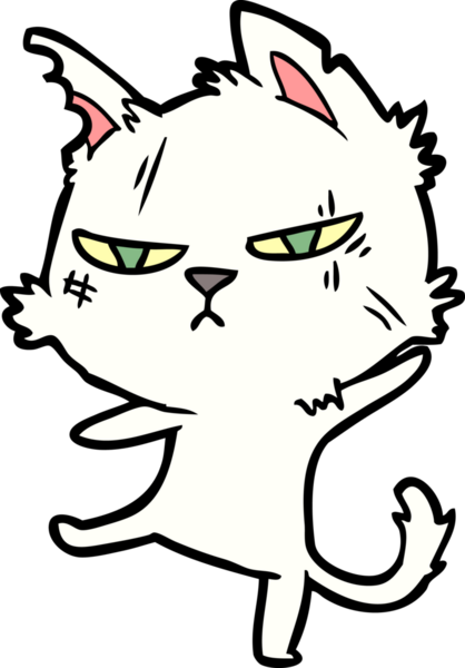 Bir insan tarafından çizilmiş sert çizgi film kedisi.