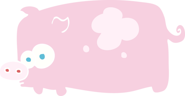 Bir insan tarafından çizilmiş domuzun düz renk çizimi