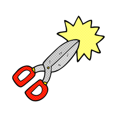 Bir insan tarafından çizilmiş karikatür makasları.