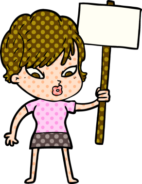 Bir insan tarafından çizilmiş karikatür kadın.