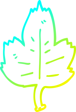 Bir insan tarafından çizilmiş bir çizgi film yaprağının soğuk gradyan çizimi