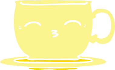 Bir insan tarafından çizilmiş düz renkli çay fincanı.