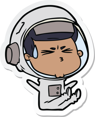 Bir insan tarafından çizilmiş astronotun çizdiği bir çizgi film çıkartması.