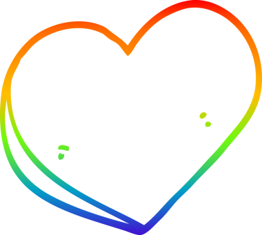 Gökkuşağı gradyan çizgi çizimi Bir insan tarafından çizilmiş bir aşk kalbi