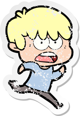 Bir insan tarafından çizilmiş endişeli bir çizgi film çocuğunun sıkıntılı çıkartması.