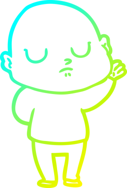 Bir insan tarafından çizilmiş kel bir adamın soğuk çizgi çizimi.