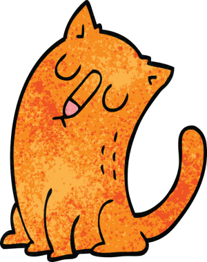 Bir insan tarafından çizilmiş komik bir kedi.