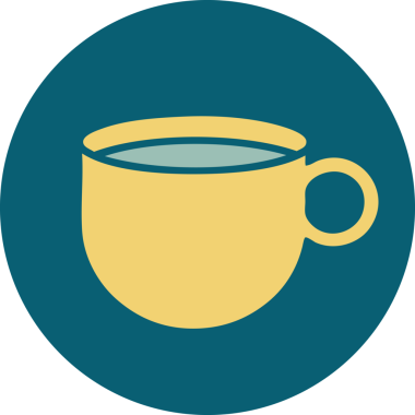 Bir insanın çizdiği kahve fincanının ikonik dövme şekli.