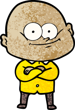 Bir insan tarafından çizilmiş kel bir adam.