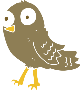 Bir insan tarafından çizilen kuşun düz renk çizimi