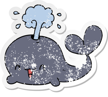 Bir insan tarafından çizilmiş karikatür balinasının sıkıntılı çıkartması.