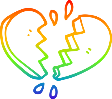 Bir insan tarafından çizilmiş kırık bir kalbin çizimi.