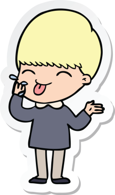 Bir insan tarafından çizilmiş bir çizgi film karakterinin çıkartması.