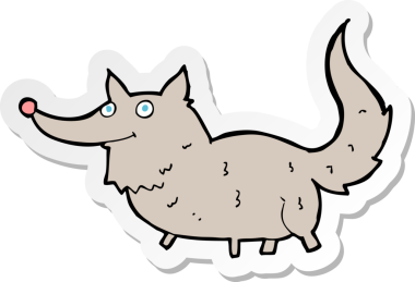 Bir insan tarafından çizilmiş küçük bir kurdun çıkartması.