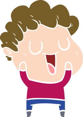 Bir insan tarafından çizilmiş düz renkli karikatür adam.