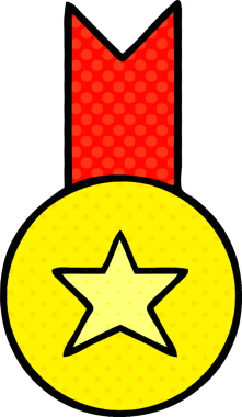 Bir insan tarafından çizilmiş altın madalyanın karikatürü.