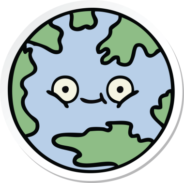 Bir insan tarafından çizilmiş şirin bir çizgi film gezegeninin çıkartması.