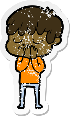 Bir insan tarafından çizilmiş mutlu bir çocuğun sıkıntılı çıkartması.