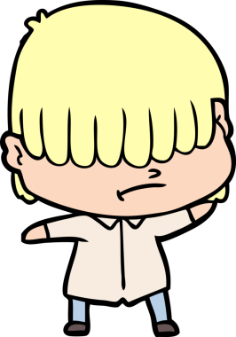 Bir insan tarafından çizilmiş dağınık saçlı çizgi film çocuğu.