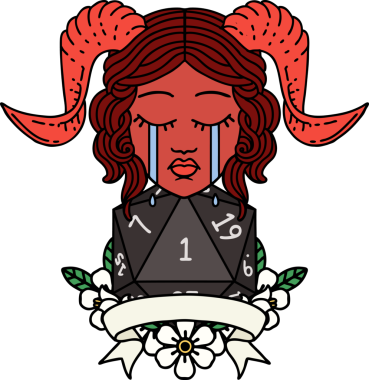 Retro Dövme Tarzı Ağlama Ağlama Yüzü Bir insan tarafından çizilmiş doğal bir d20