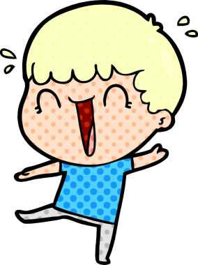 Bir insan tarafından çizilmiş gülen karikatür adam.