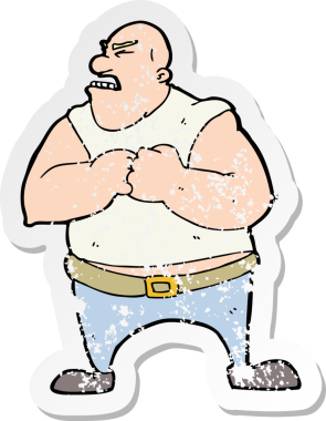 Bir insan tarafından çizilmiş şiddet dolu bir adamın karikatür yapıştırması.